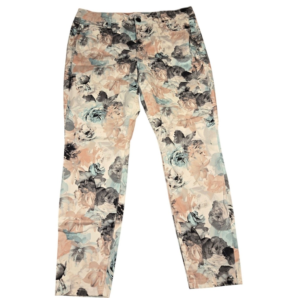Lane Bryant Floral Skinny Jeans Multi Color Botanical Print Size 16 572130